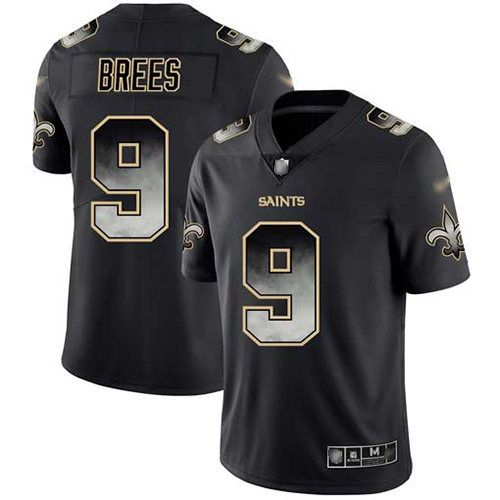 Men New Orleans Saints Limited Black Drew Brees Jersey NFL Football 9 Smoke Fashion Jersey